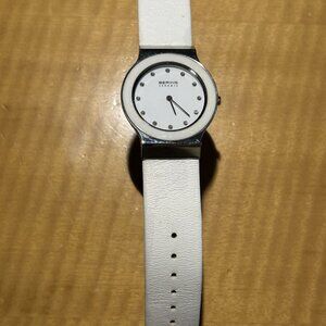 Bering White Leather Band Quartz Analog Watch